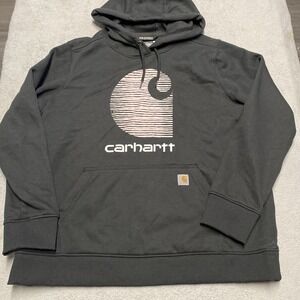Carhartt‎ Rain Defender Hoodie Womens 1X Black Logo Pullover